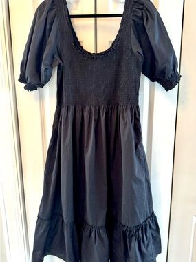 Hill House Home Louisa Nap Dress in Classic Black Cotton - Size L